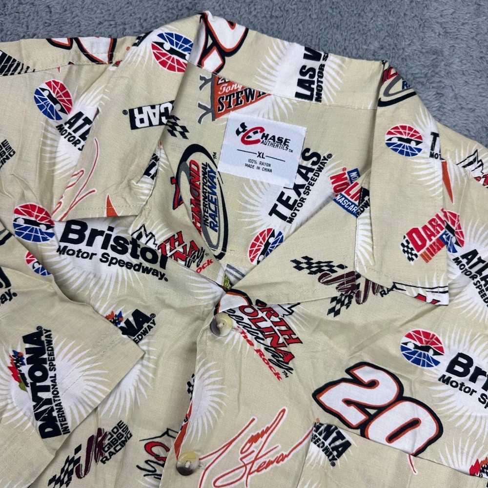 Chase Authentics NASCAR‎ Racing Shirt XL Tony Stewart 20 Rayon Button Up DS NEW